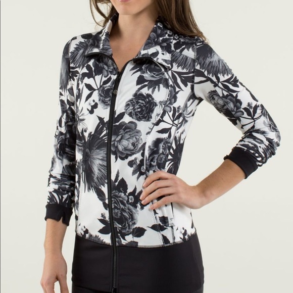 lululemon athletica Jackets & Blazers - Lululemon Nice Asana Jacket in Brisk Bloom Black & White Floral Print